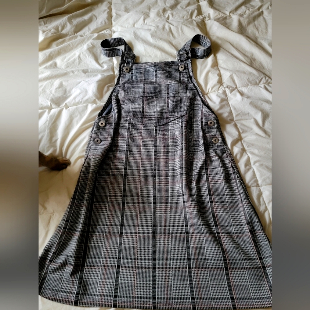 DIVIDED Plaid overall dress size 6
